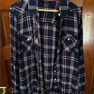 Torrid Navy Plaid Button Down Shirt